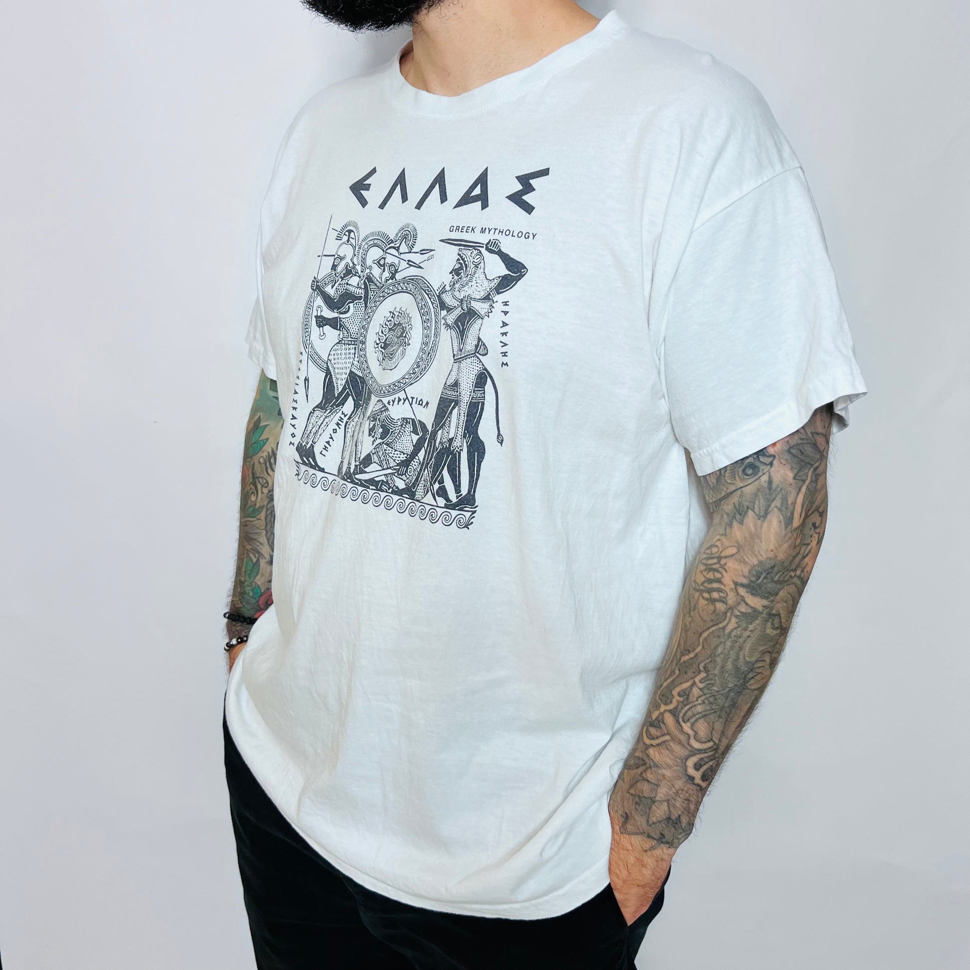 Greek Mythology Vintage 2000s Y2K Griechenland T-Shirt weiß L / XL - Cats on Stacks VNTG