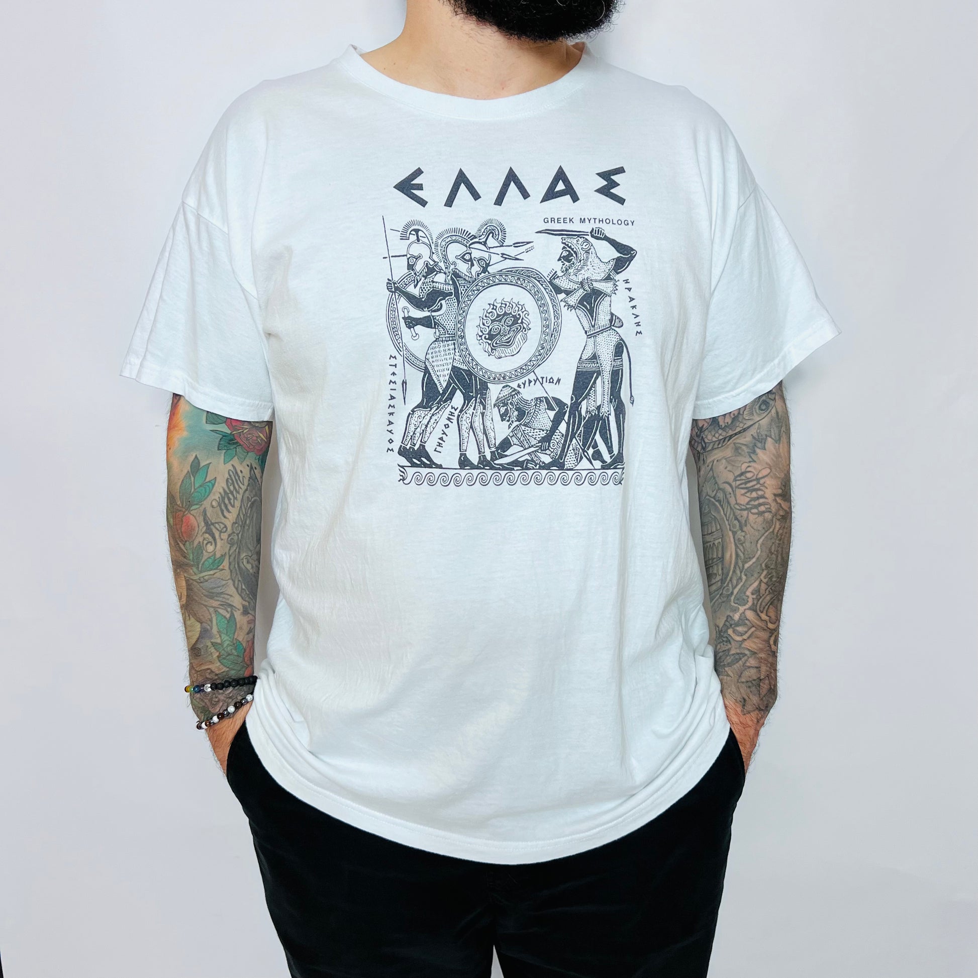 Greek Mythology Vintage 2000s Y2K Griechenland T-Shirt weiß L / XL - Cats on Stacks VNTG