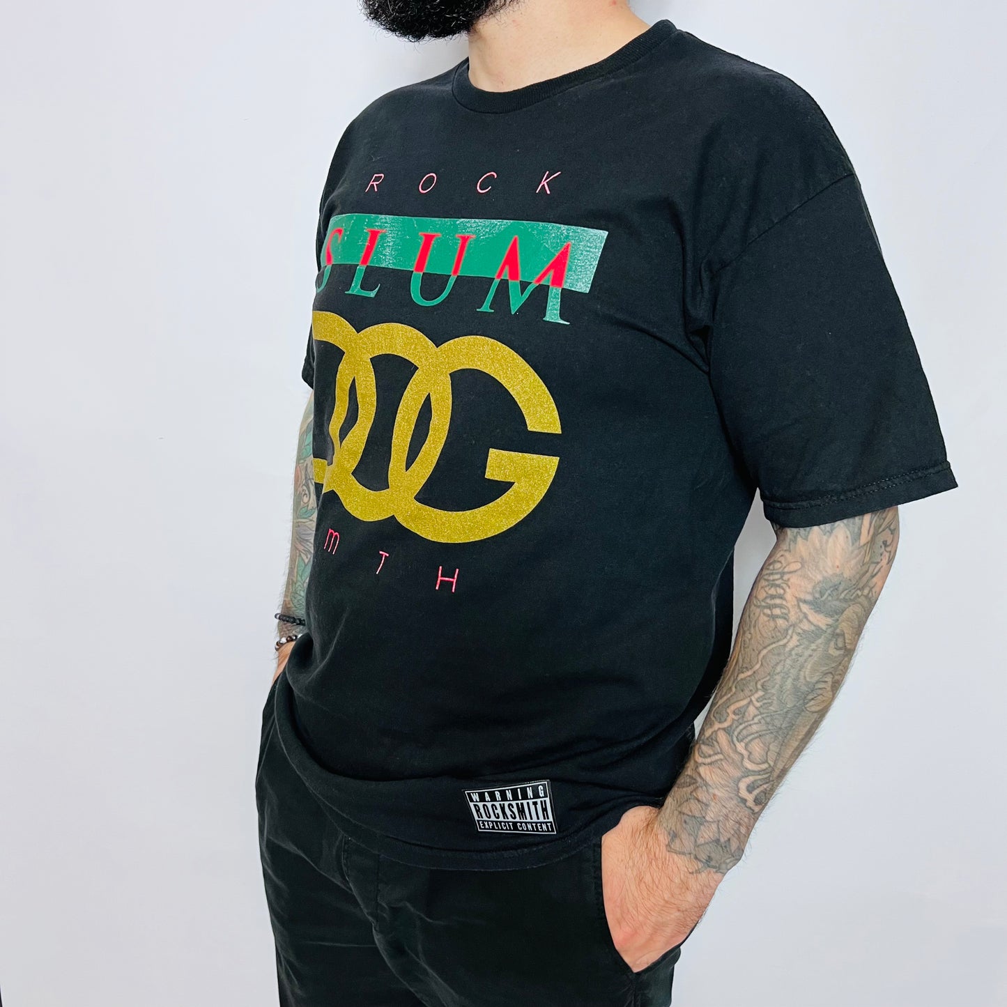 Rock Smith Vintage 2000s Y2K "Slum Dog" T-Shirt schwarz M / L