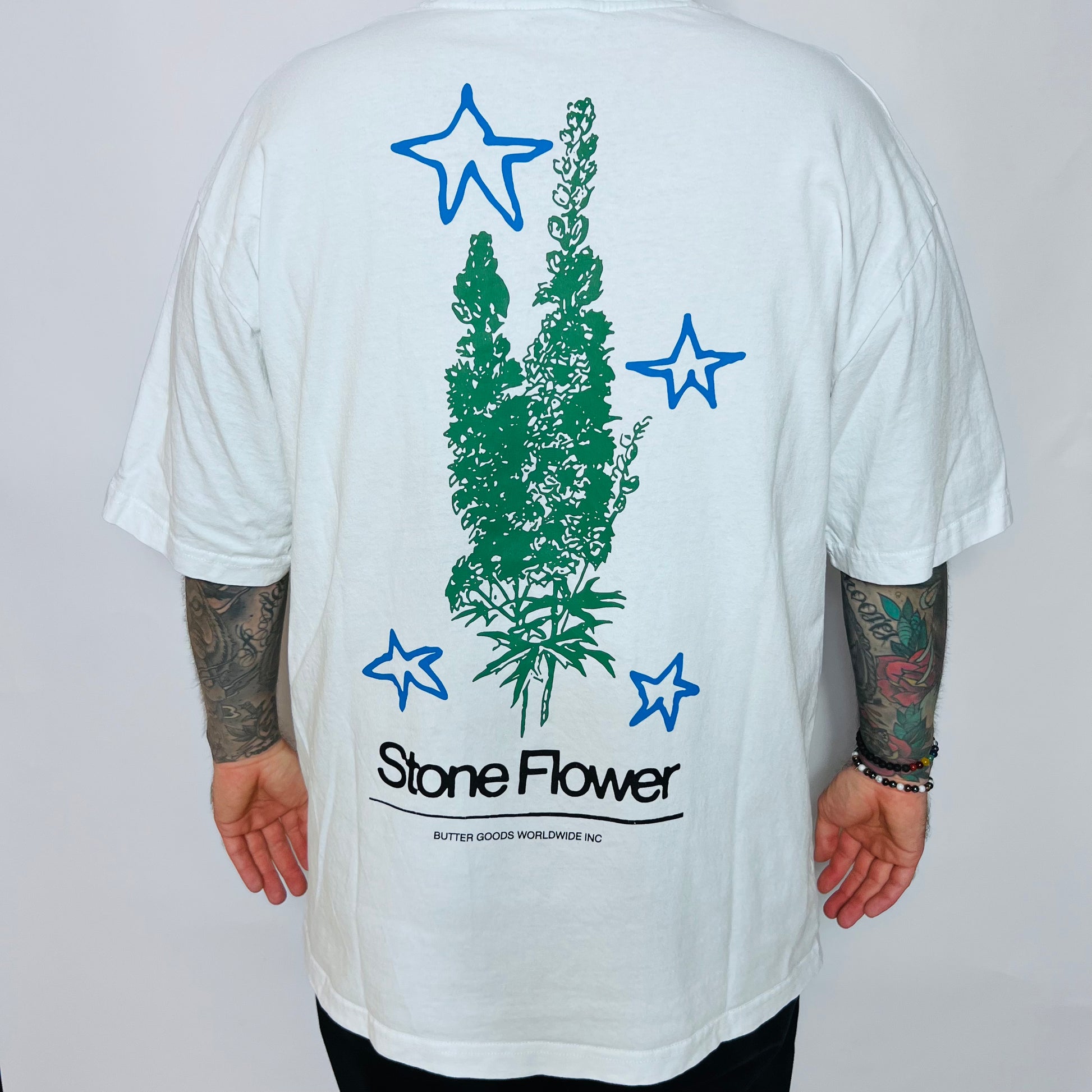 Butter Goods Stone Flower Retro T-Shirt weiß XL - Cats on Stacks VNTG