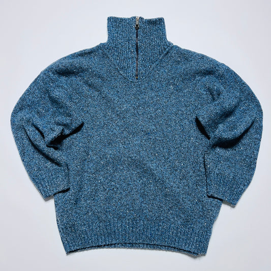 Giramondo Vintage 90s Wollpullover 3/4 Zip blau M / L - Cats on Stacks VNTG