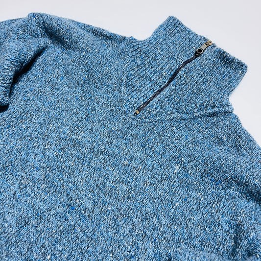 Giramondo Vintage 90s Wollpullover 3/4 Zip blau M / L - Cats on Stacks VNTG