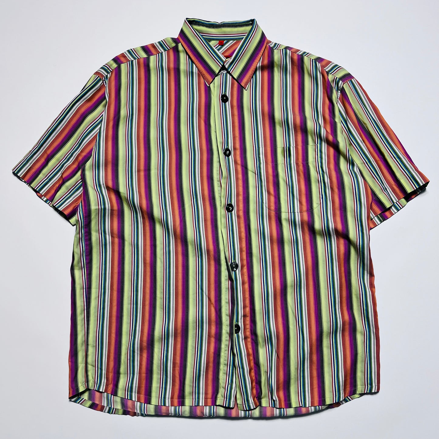 SIGNUM Vintage 90s Hemd Gestreift grün orange M / L