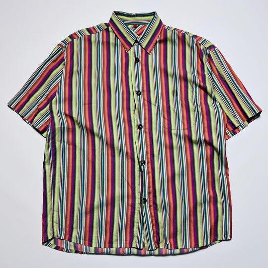 SIGNUM Vintage 90s Hemd Gestreift grün orange M / L