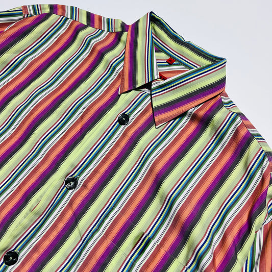 SIGNUM Vintage 90s Hemd Gestreift grün orange M / L