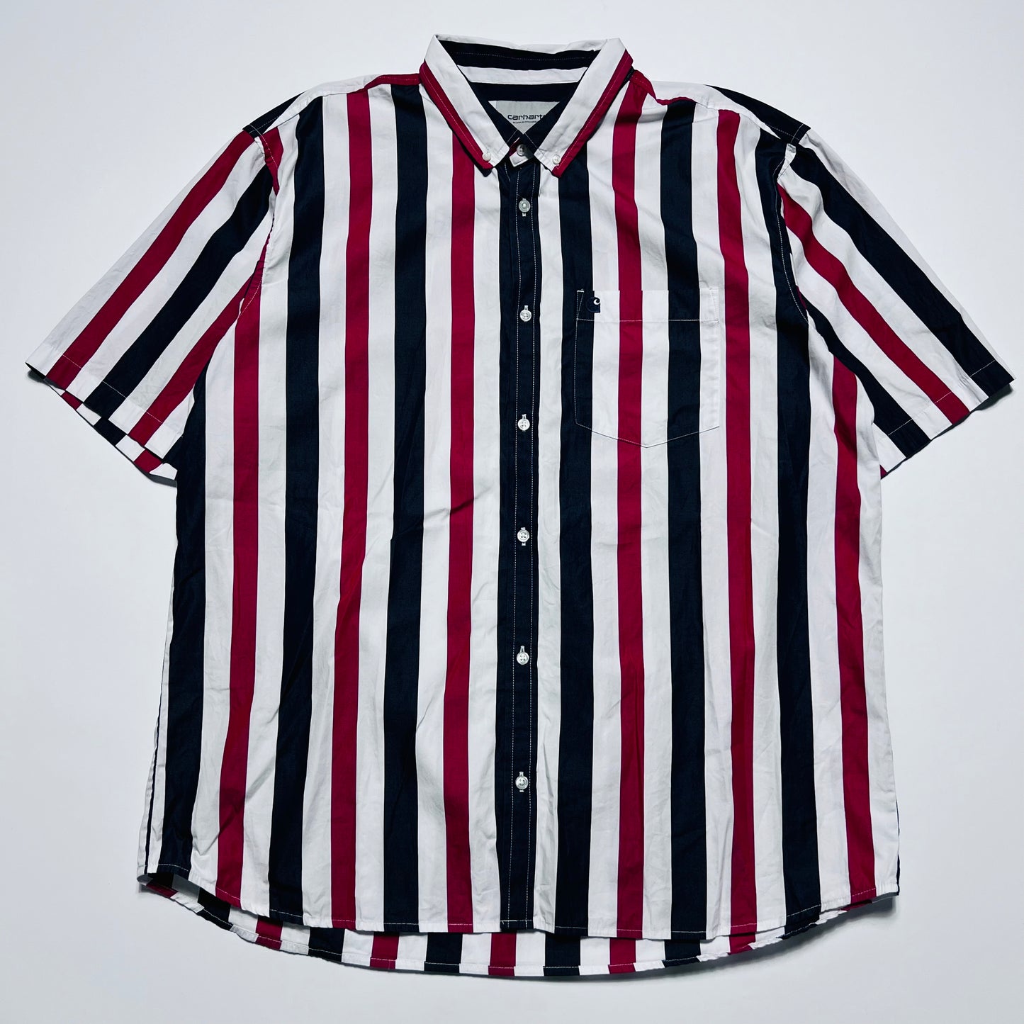 Carhartt S/S Elcano Shirt "Dark Navy" Retro Hemd weiß blau rot XXL