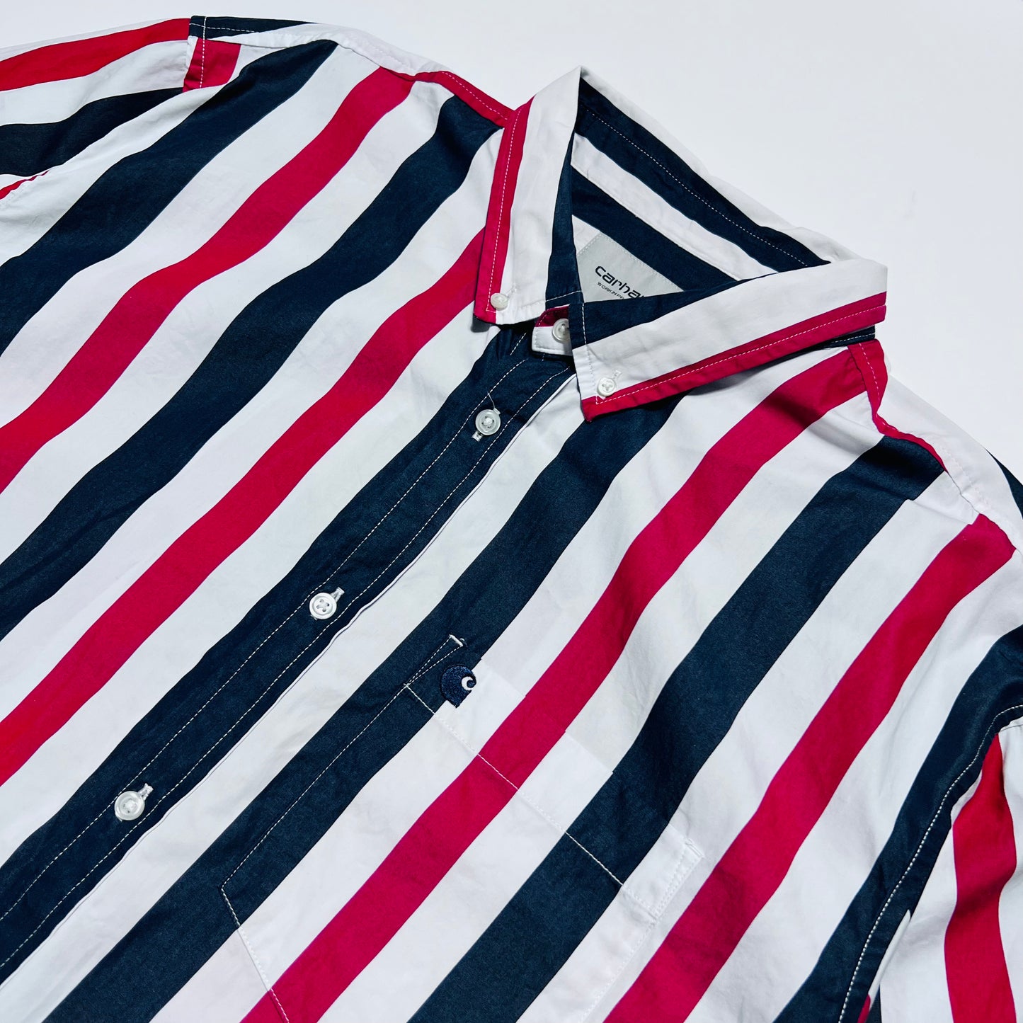 Carhartt S/S Elcano Shirt "Dark Navy" Retro Hemd weiß blau rot XXL