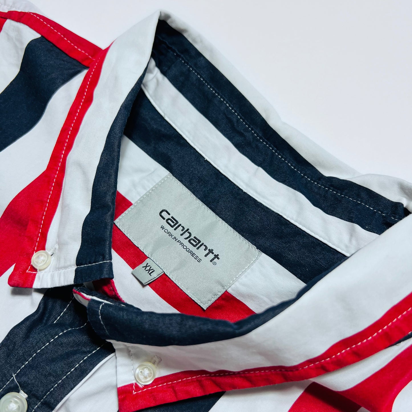 Carhartt S/S Elcano Shirt "Dark Navy" Retro Hemd weiß blau rot XXL