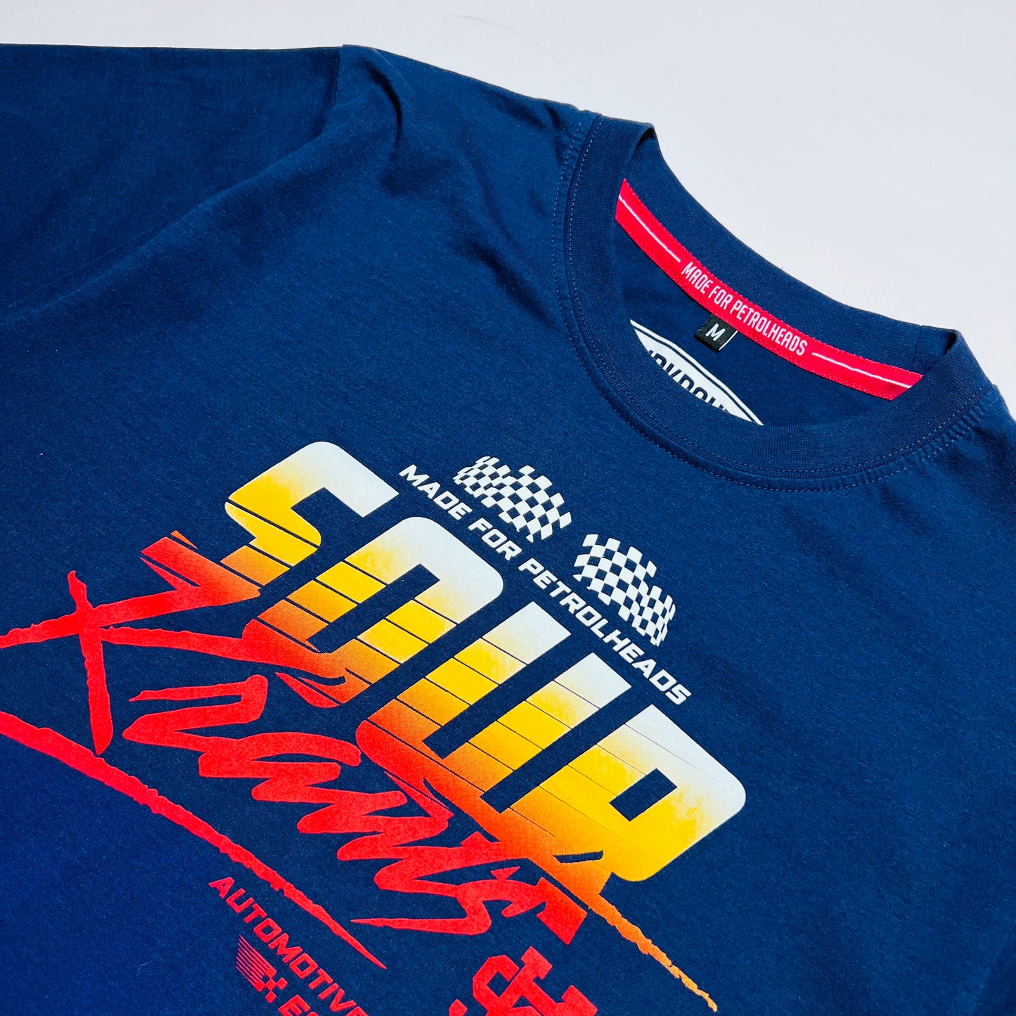 Sourkrauts Racing Flag Retro T-Shirt blau S / M - Cats on Stacks VNTG