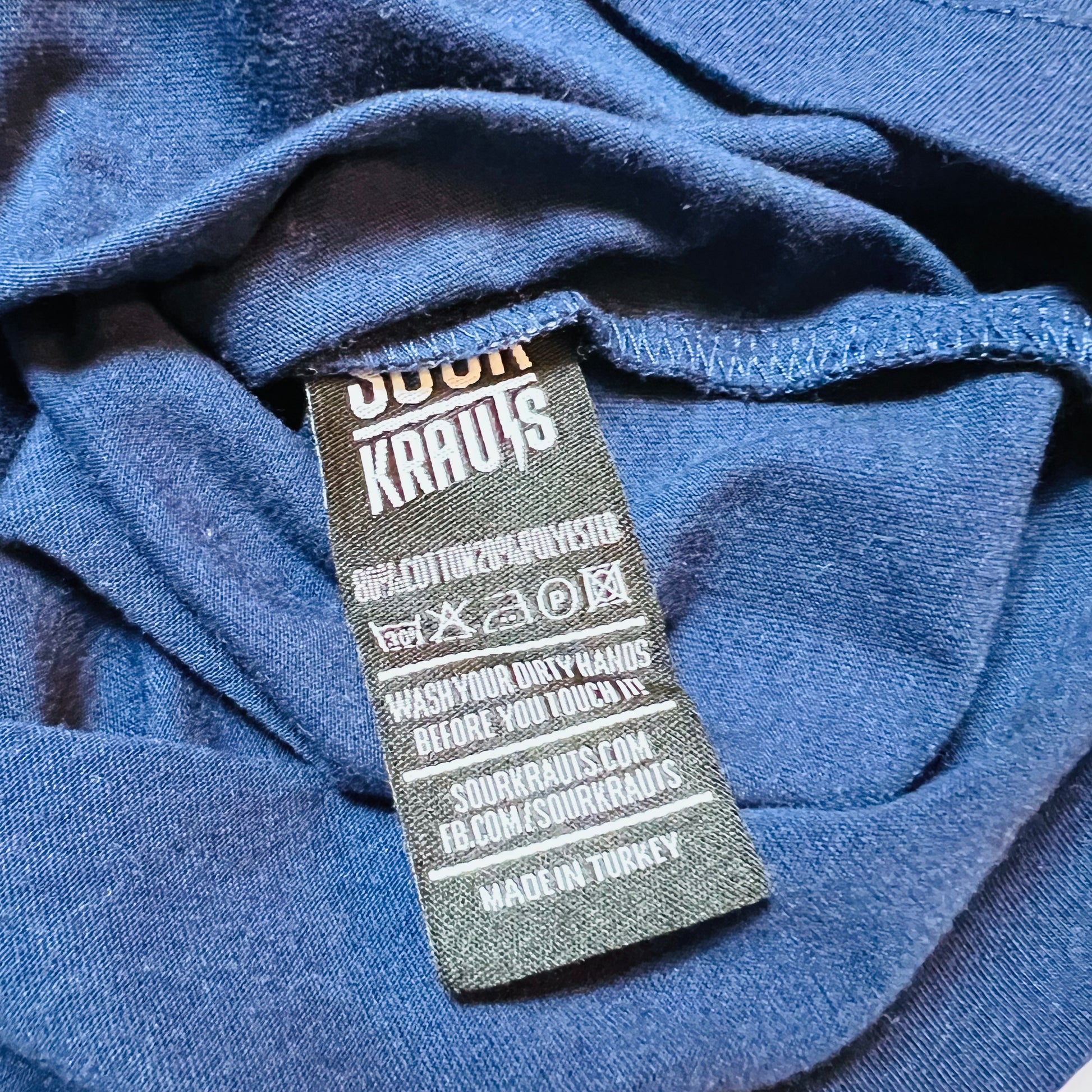 Sourkrauts Racing Flag Retro T-Shirt blau S / M - Cats on Stacks VNTG