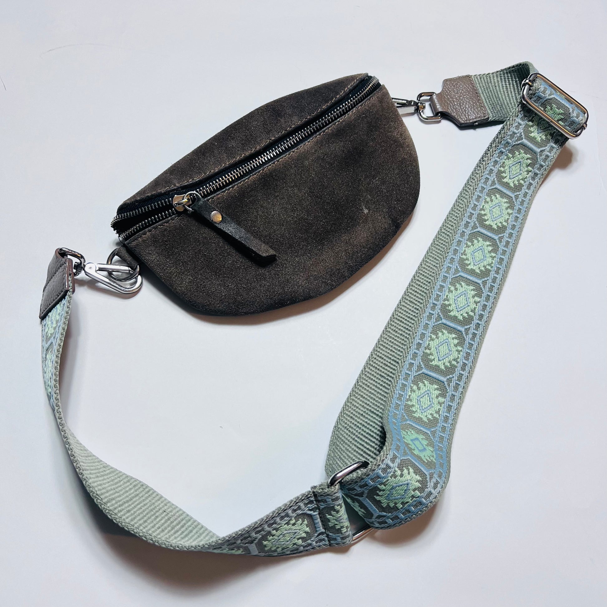 Damen Vintage Bauchtasche Umhängetasche Crossbody-Bag Braun Grün - Cats on Stacks VNTG