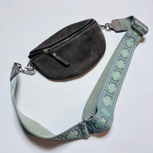 Damen Vintage Bauchtasche Umhängetasche Crossbody-Bag Braun Grün - Cats on Stacks VNTG