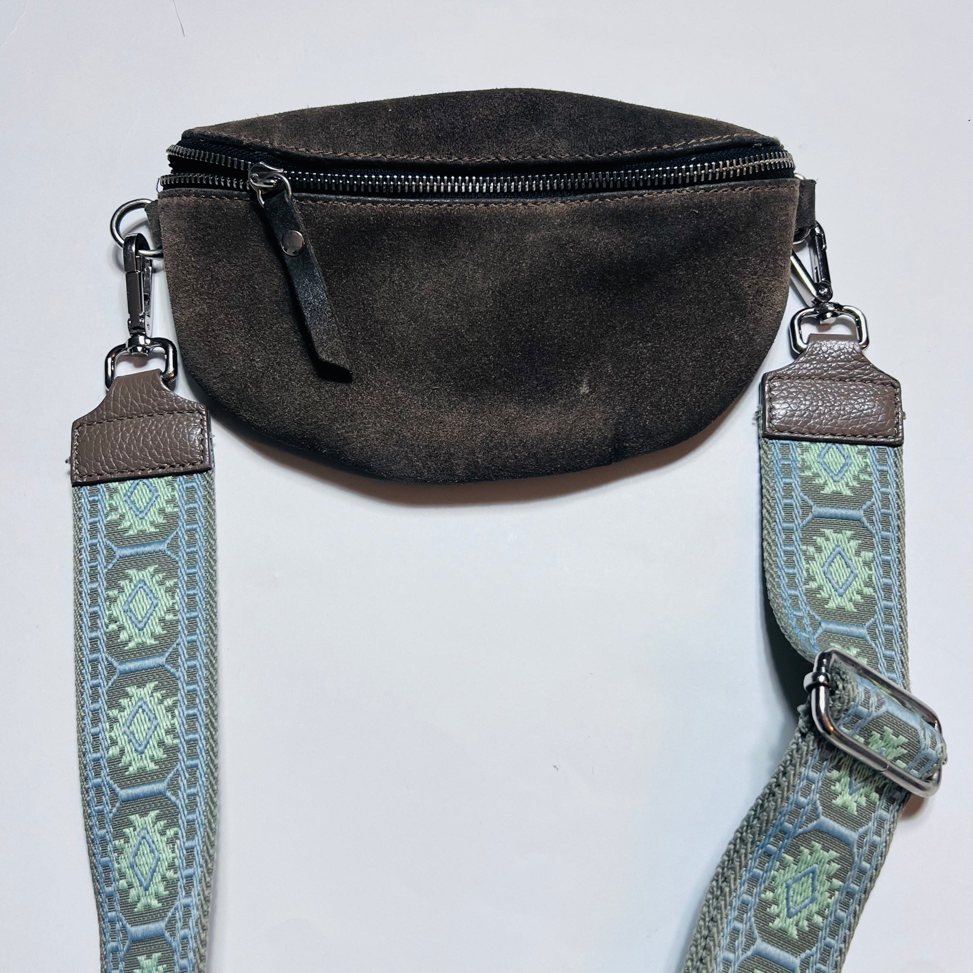 Damen Vintage Bauchtasche Umhängetasche Crossbody-Bag Braun Grün - Cats on Stacks VNTG