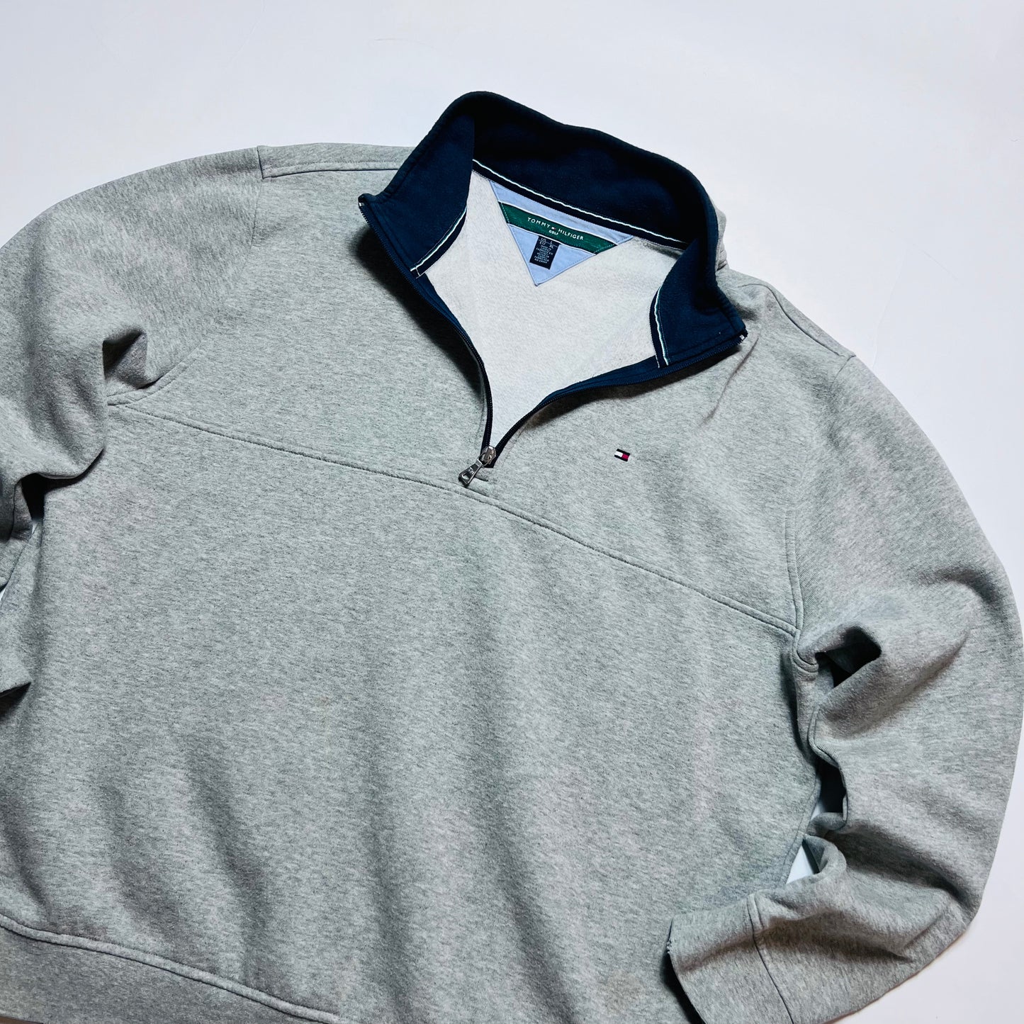 Tommy Hilfiger Golf Vintage 2000s Y2K 3/4 Zip Pullover grau L / XL - Cats on Stacks VNTG