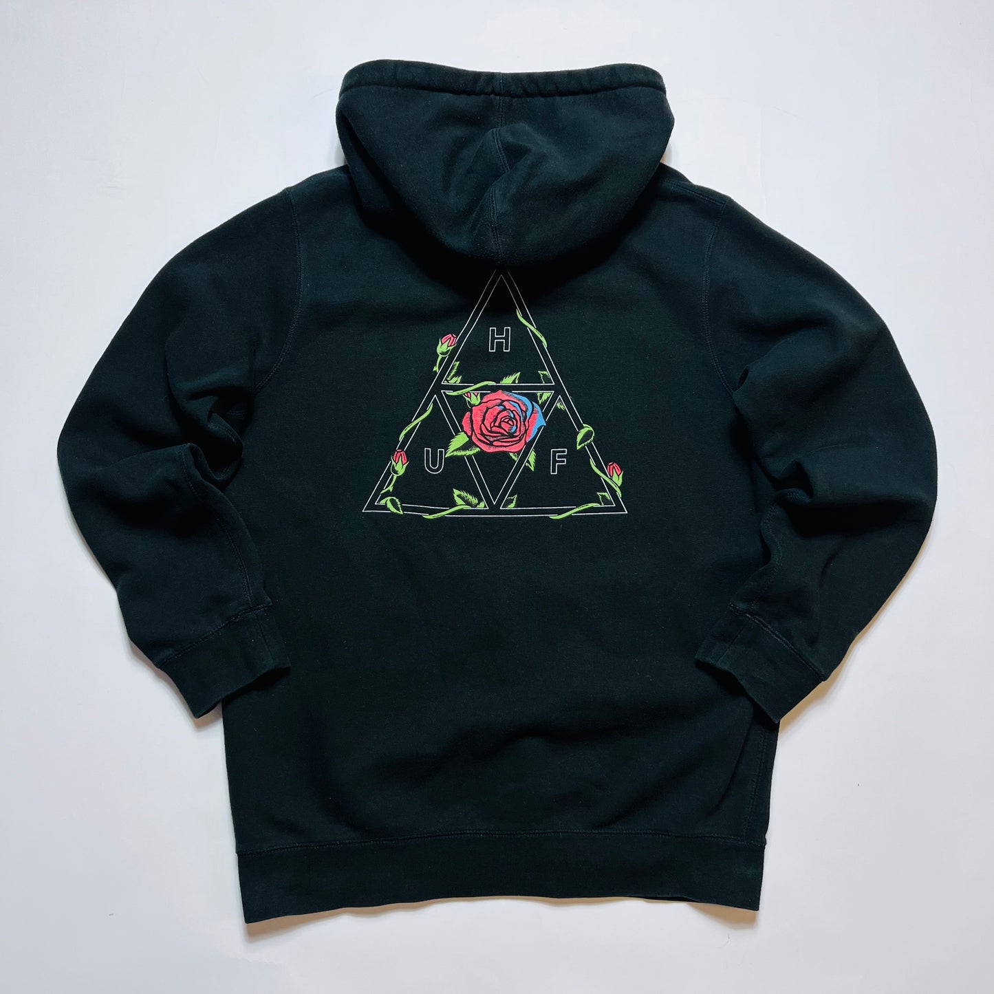 HUF Worldwide Rose Logo Hoodie Skating schwarz L / XL - Cats on Stacks VNTG