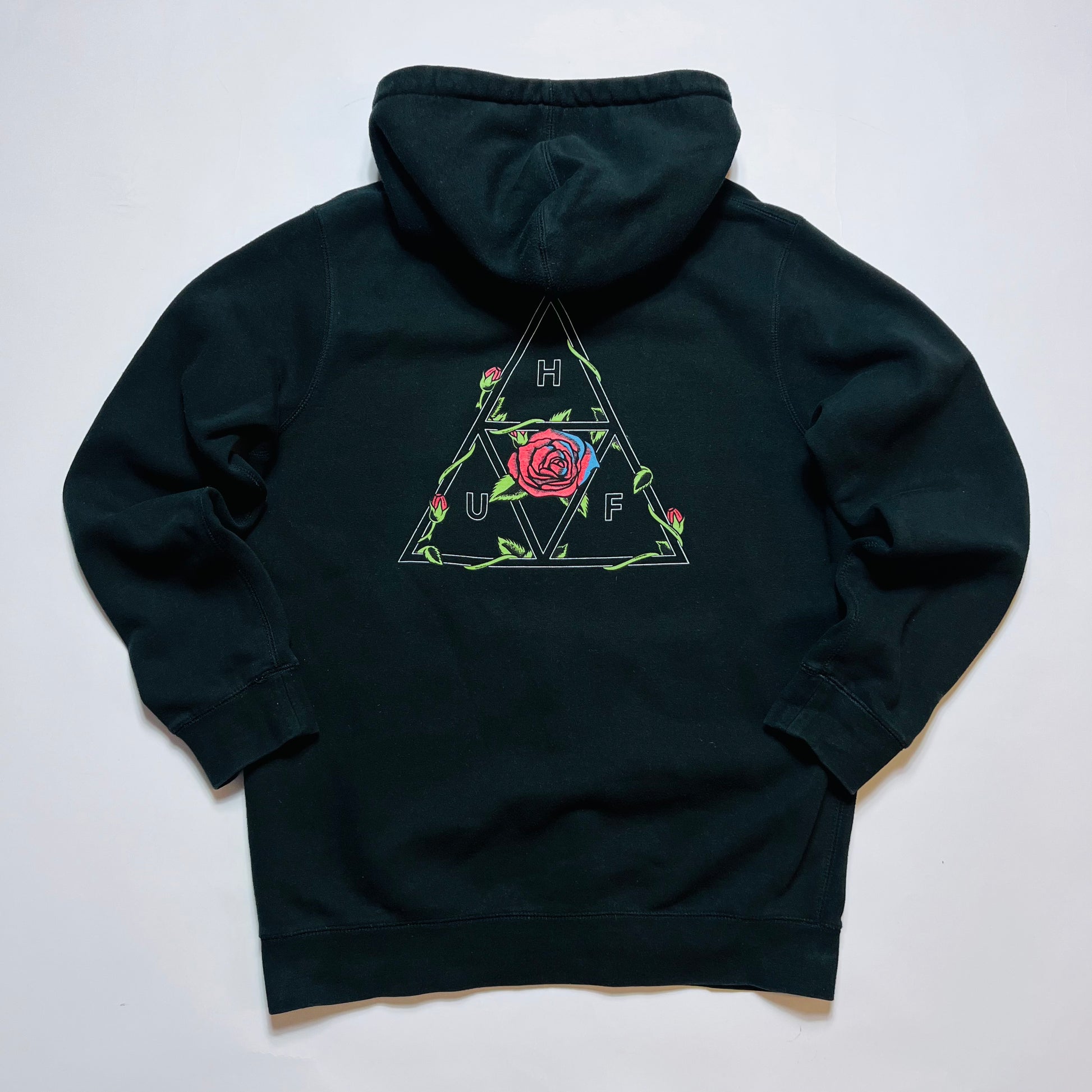 HUF Worldwide Rose Logo Hoodie Skating schwarz L / XL - Cats on Stacks VNTG