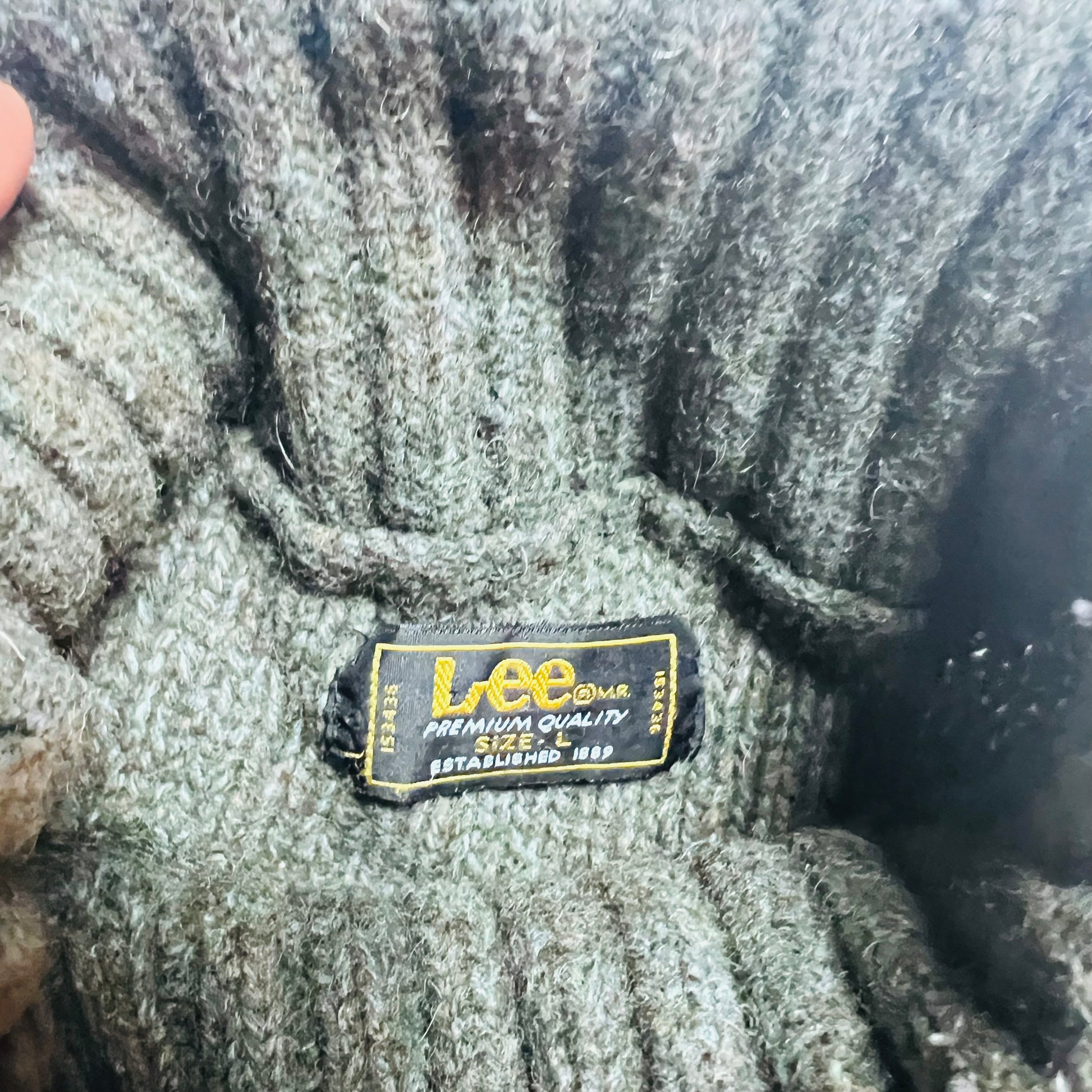 Lee Vintage 90s Rollkragenpullover Strickpullover grau grün S / M - Cats on Stacks VNTG