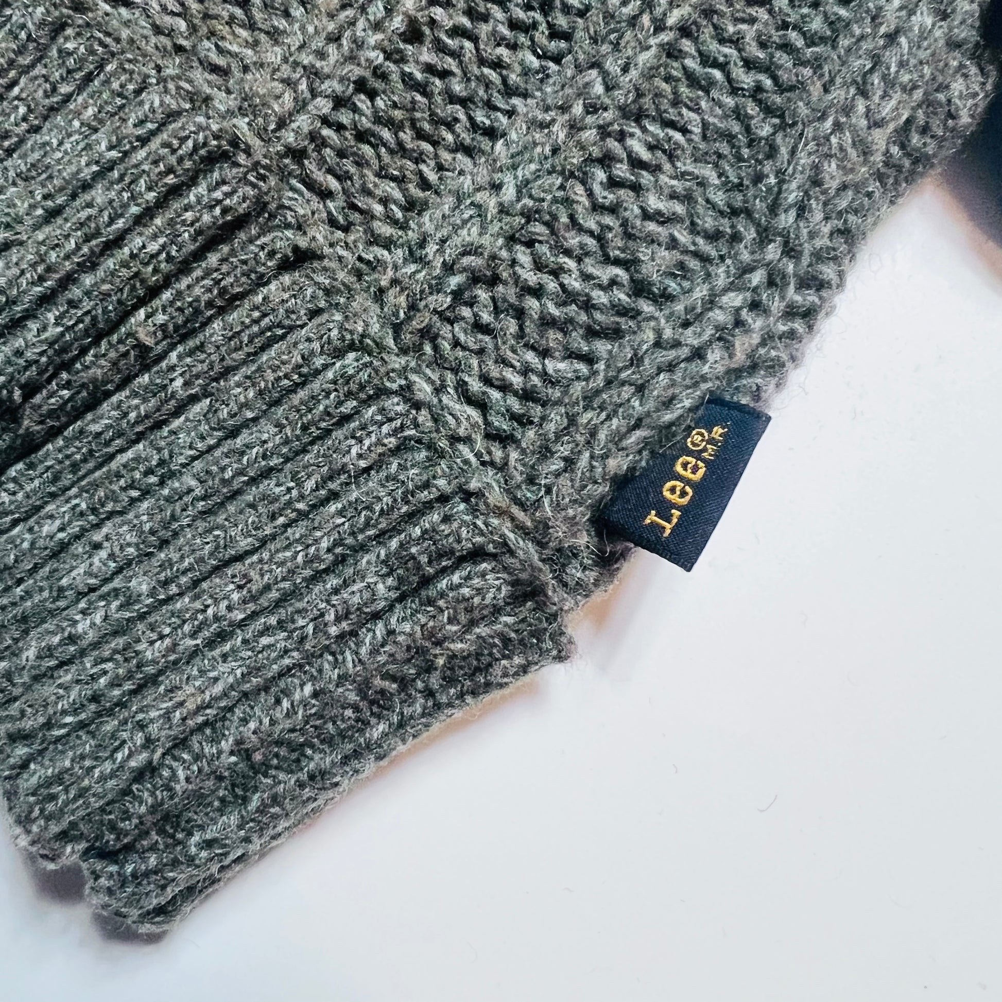 Lee Vintage 90s Rollkragenpullover Strickpullover grau grün S / M - Cats on Stacks VNTG