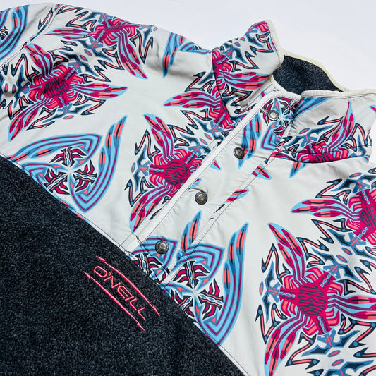 Oneill Vintage 90s "Winter Flower" Outdoor Fleece Pullover grau XL / XXL - Cats on Stacks VNTG