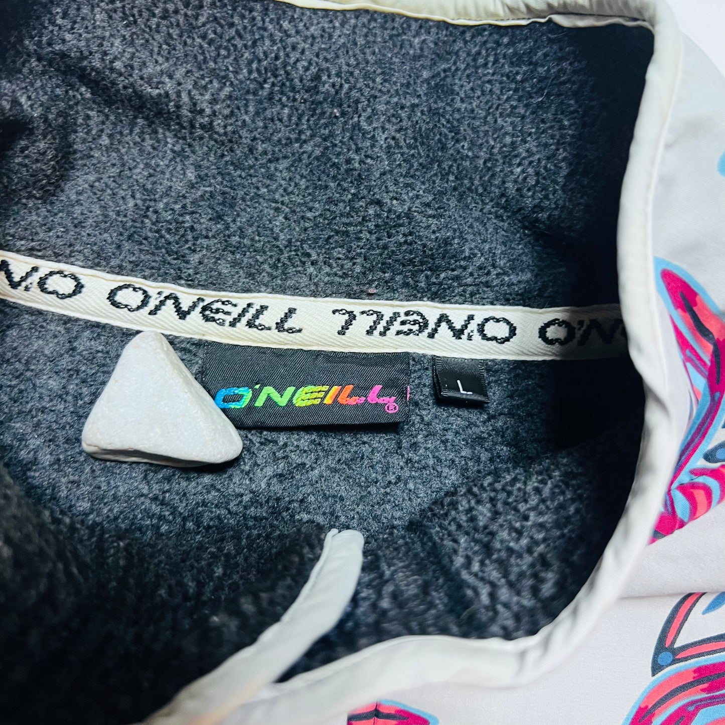 Oneill Vintage 90s "Winter Flower" Outdoor Fleece Pullover grau XL / XXL - Cats on Stacks VNTG