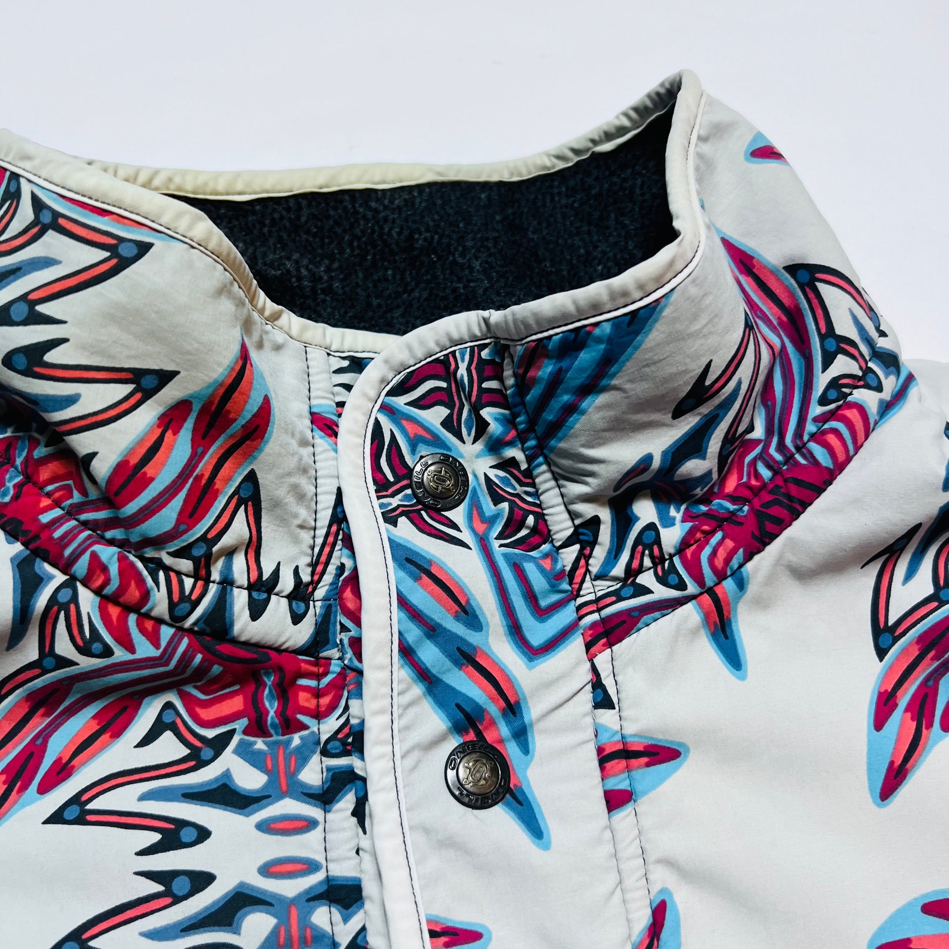 Oneill Vintage 90s "Winter Flower" Outdoor Fleece Pullover grau XL / XXL - Cats on Stacks VNTG