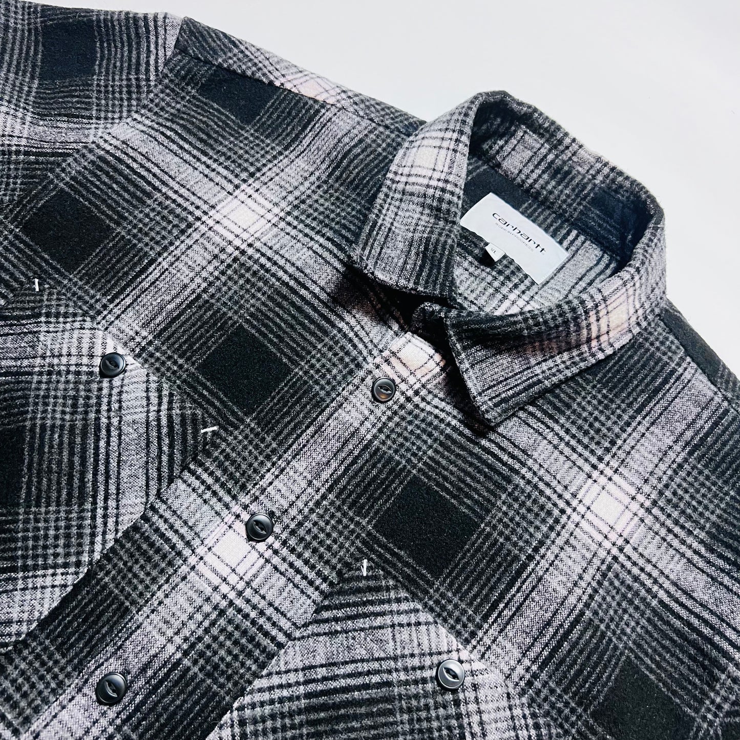 Carhartt L/S Nigel Shirt Hemdjacke schwarz grau XL - Cats on Stacks VNTG