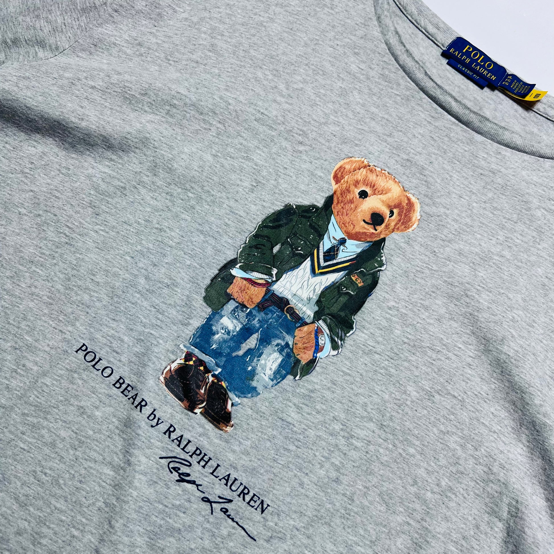 Ralph Lauren Polo Bear Businessmen T-Shirt grau XL - Cats on Stacks VNTG