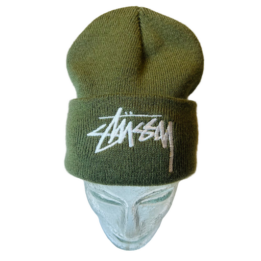 Stüssy Big Stock Cuff Beanie Retro Mütze olivgrün - Cats on Stacks VNTG
