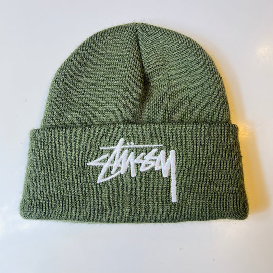 Stüssy Big Stock Cuff Beanie Retro Mütze olivgrün - Cats on Stacks VNTG