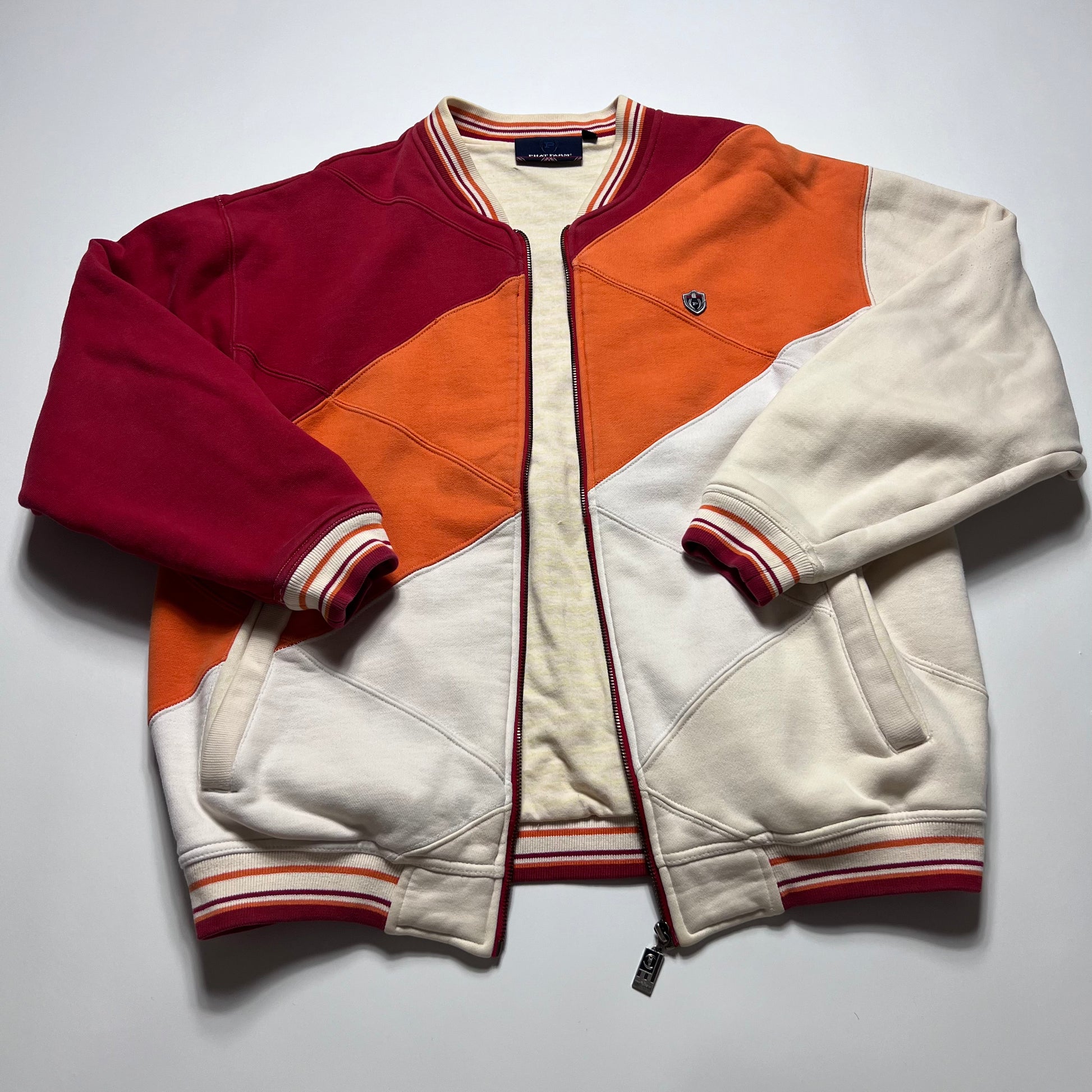 Vintage Y2K Striped Phat Farm College Jacke L - Cats on Stacks VNTG