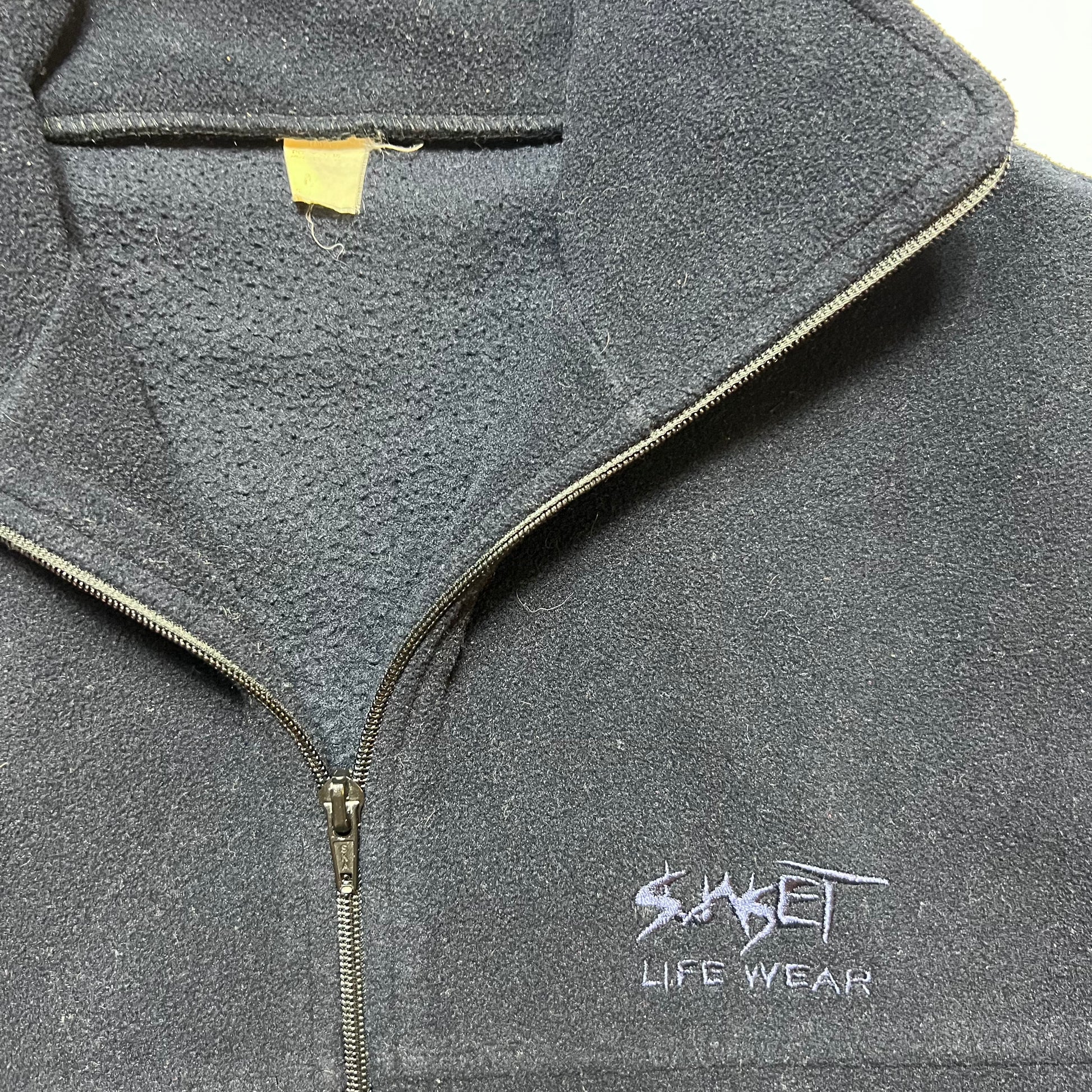 Vintage Sunset Life Wear Navy Fleece Zipper L - Cats on Stacks VNTG