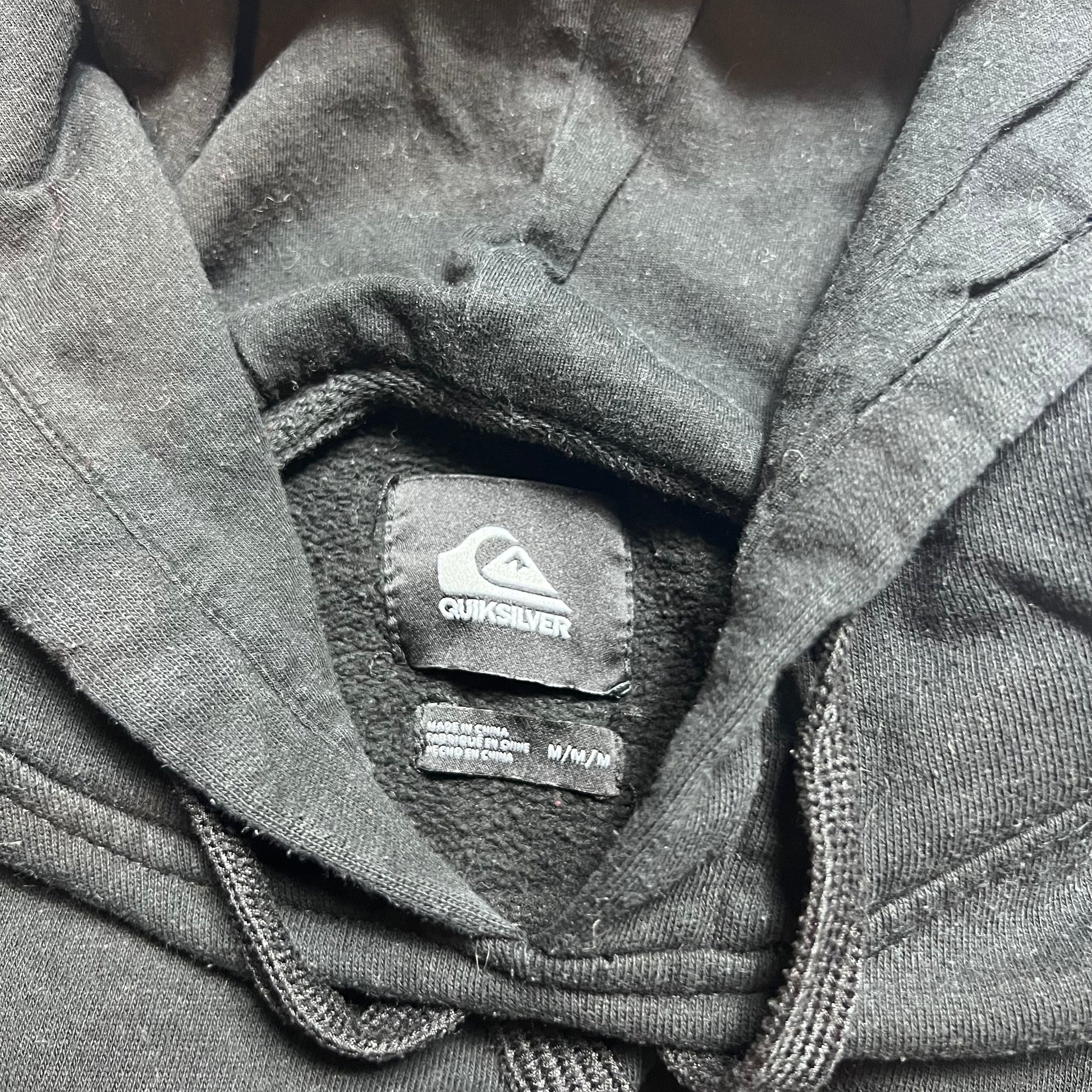 Y2K Quiksilver Black Hoodie S - Cats on Stacks VNTG