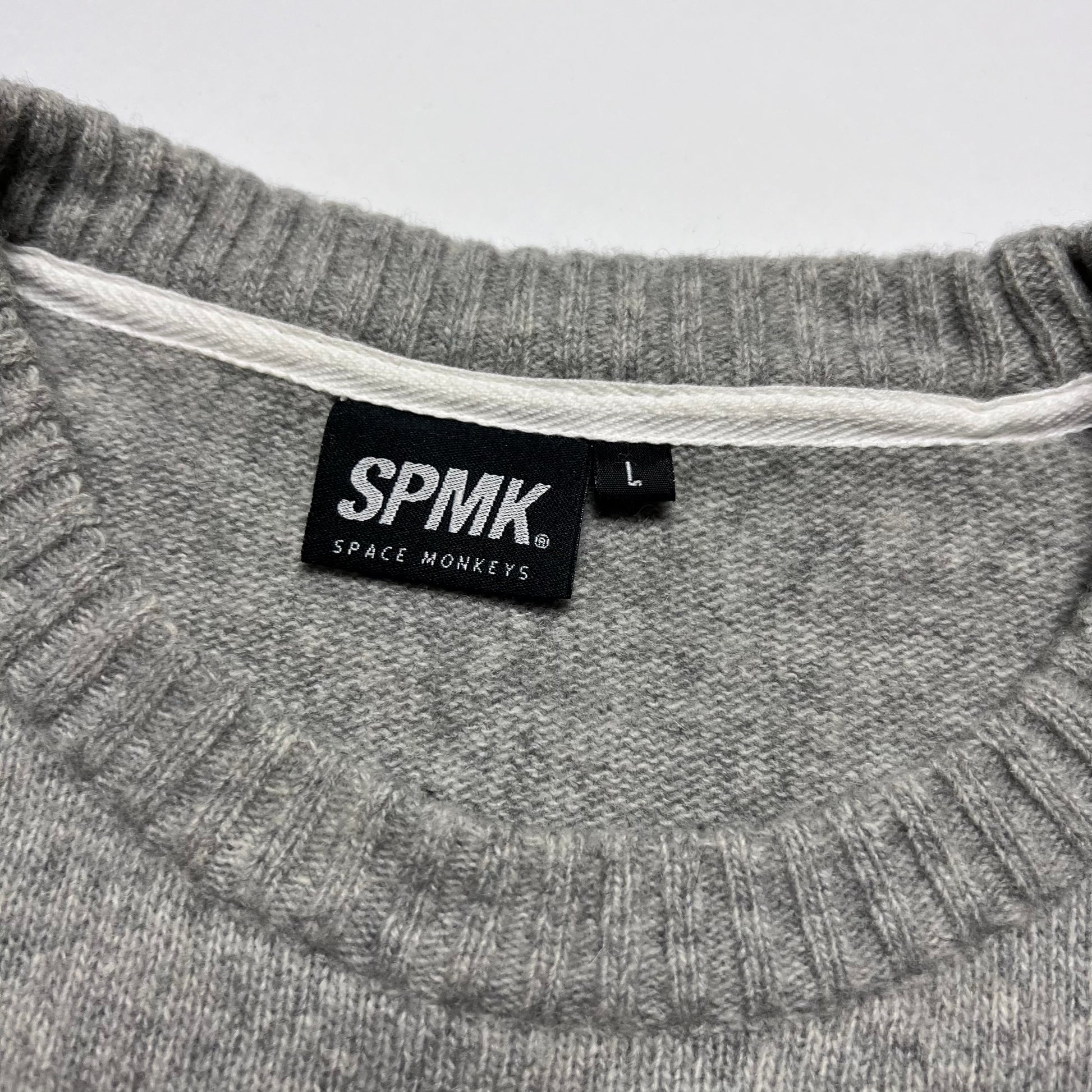 Y2K Space Monkeys French Wollpullover L - Cats on Stacks VNTG