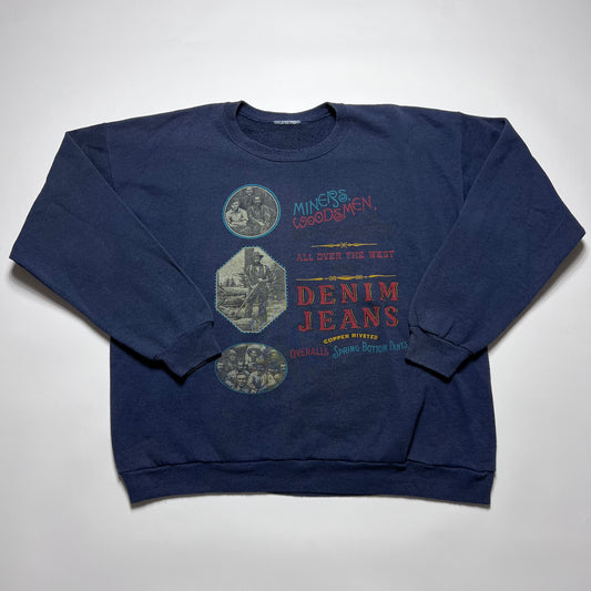 Vintage Western Style Crewneck L - Cats on Stacks VNTG