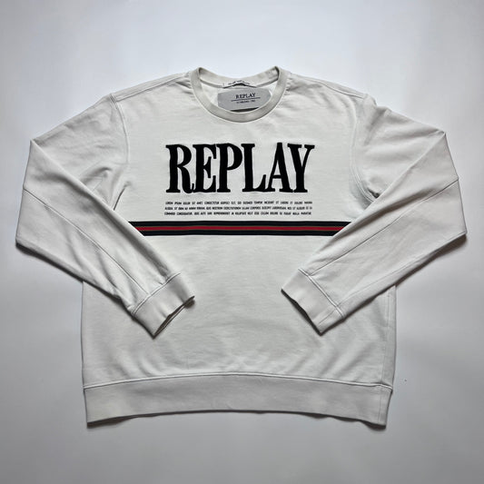Damen Replay Spellout Crewneck Pullover weiß M - L - Cats on Stacks VNTG