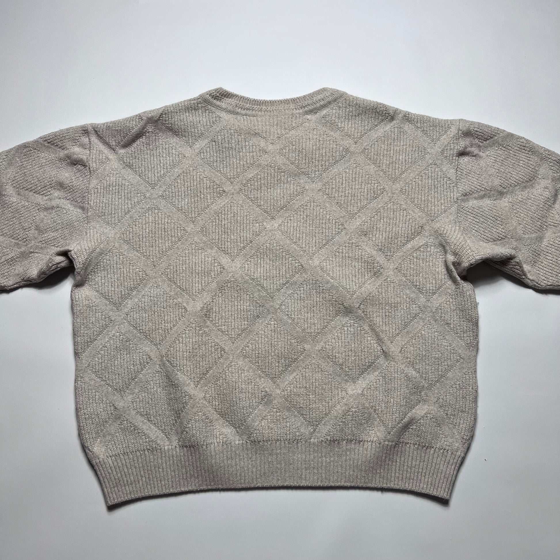 Vintage Beige V-Neck Wollpullover L - Cats on Stacks VNTG
