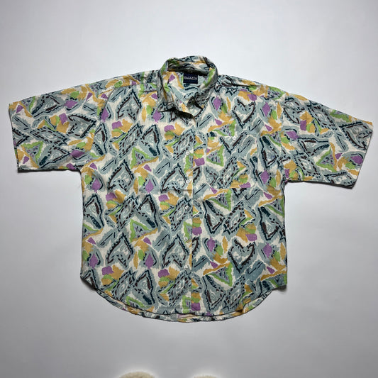 Vintage Ragazza Crazy Pattern Crop Hemd S / M - Cats on Stacks VNTG
