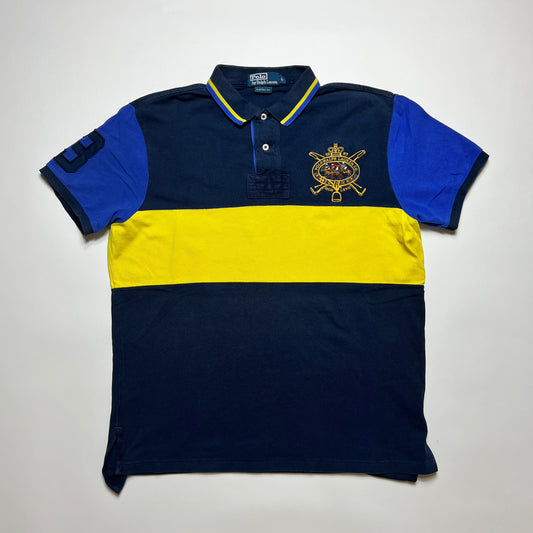 Vintage Ralph Lauren Blue Yellow Polo Shirt L - Cats on Stacks VNTG