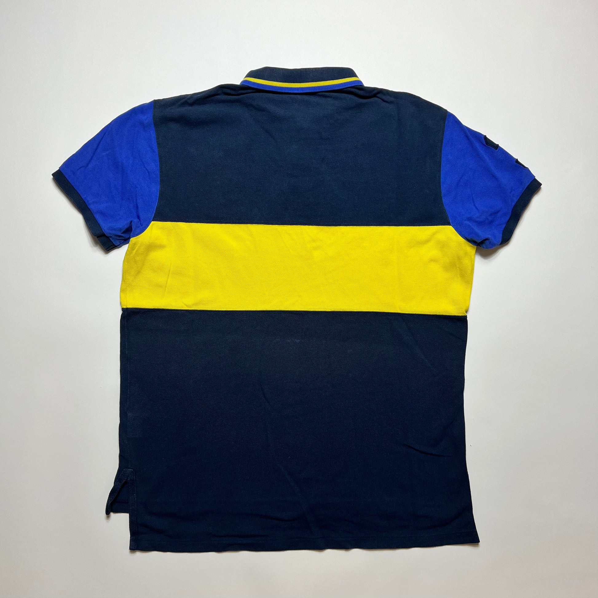 Vintage Ralph Lauren Blue Yellow Polo Shirt L - Cats on Stacks VNTG