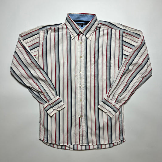 Y2K Tommy Hilfiger Stripe Hemd M - Cats on Stacks VNTG