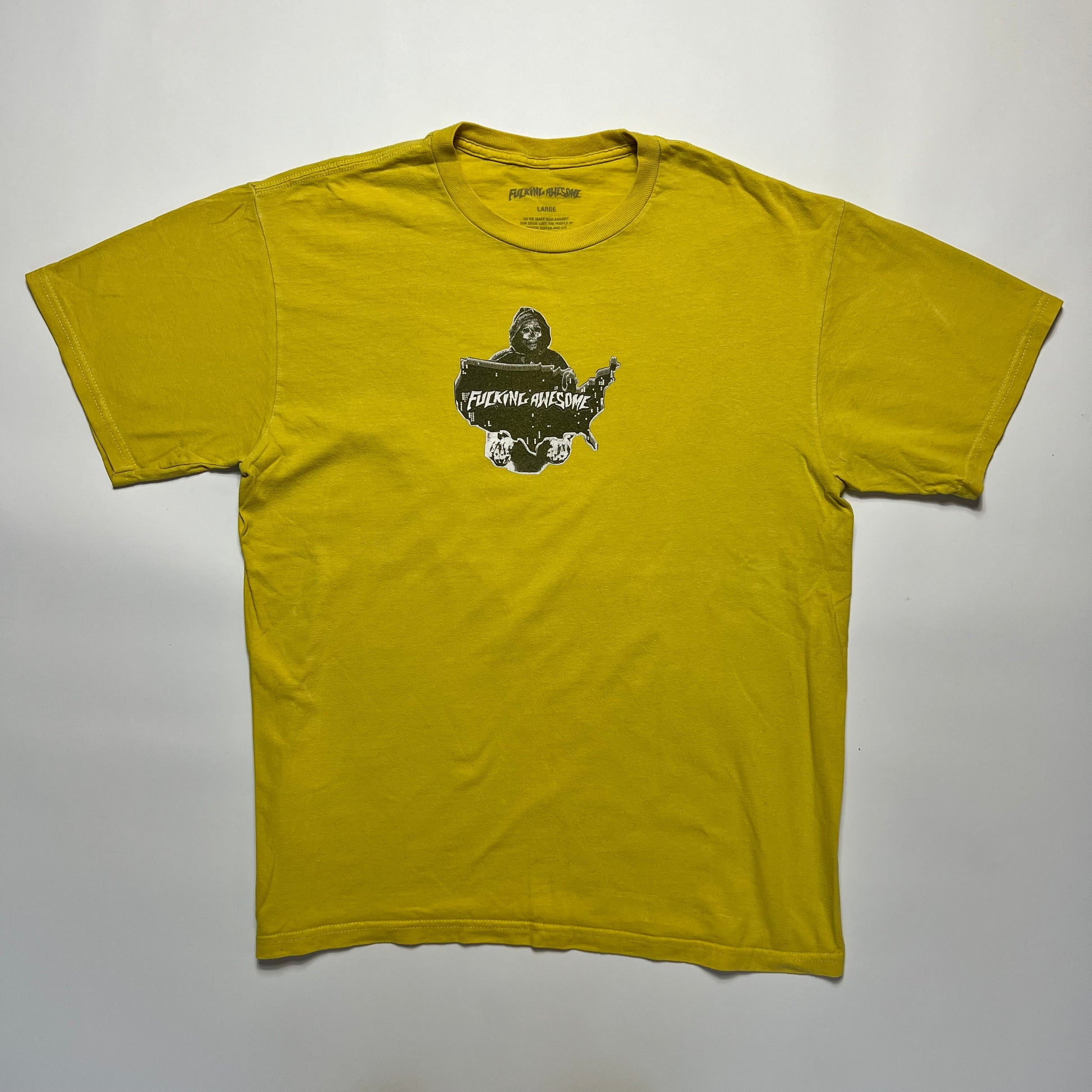 F*cking Awesome Yellow Skull T-Shirt M / L - Cats on Stacks VNTG