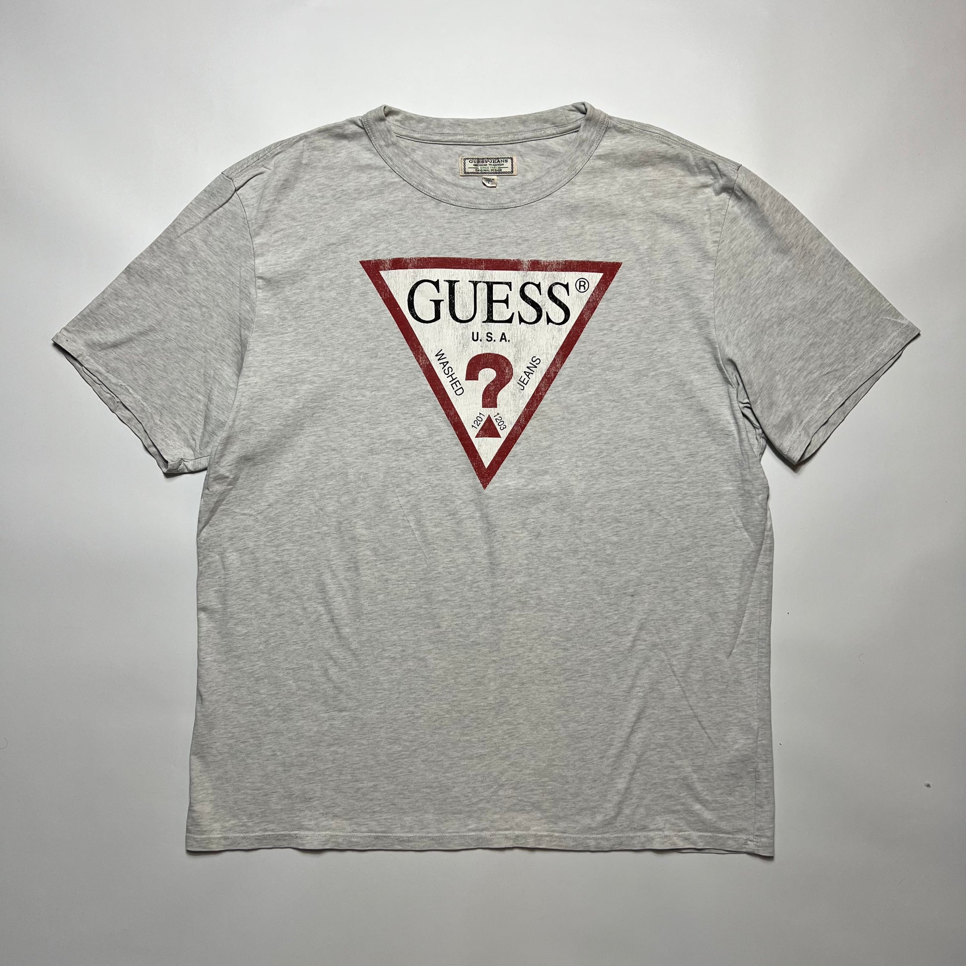 Vintage Guess Big Question Mark T-Shirt L / XL - Cats on Stacks VNTG