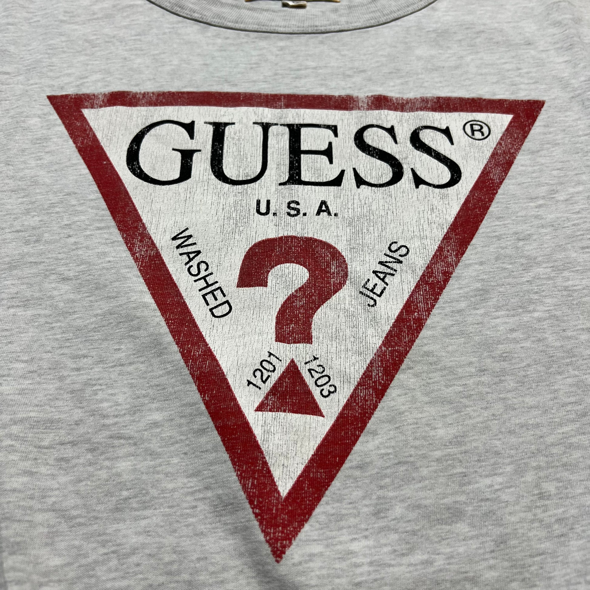 Vintage Guess Big Question Mark T-Shirt L / XL - Cats on Stacks VNTG
