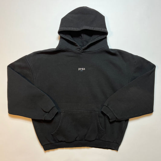 PESO Black Mini Script Hoodie XL - Cats on Stacks VNTG