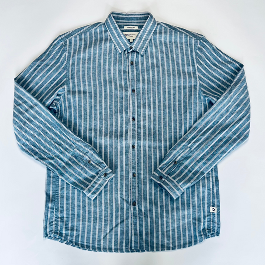 Tom Tailor Blue Stripe Leinen Hemd M / L - Cats on Stacks VNTG