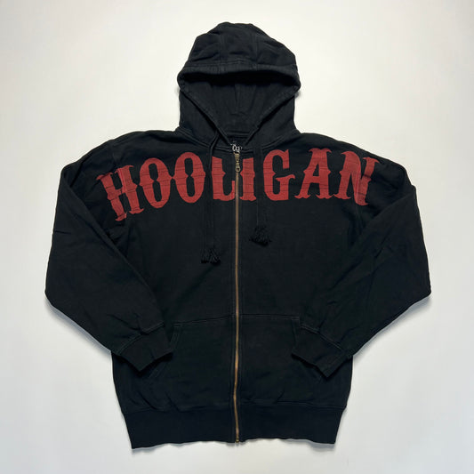 Vintage Hooligan Script Black Vega Zip Hoodie M / L - Cats on Stacks VNTG