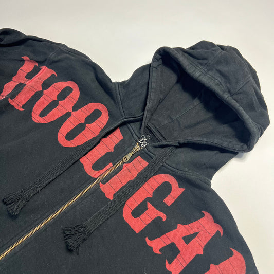 Vintage Hooligan Script Black Vega Zip Hoodie M / L - Cats on Stacks VNTG